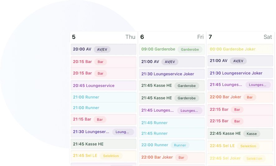 Plan your shifts.